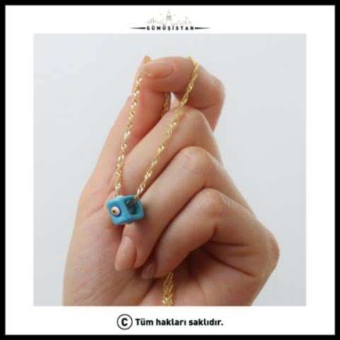 925 Ayar Gümüş Mavi Nazar Boncuklu Kolye