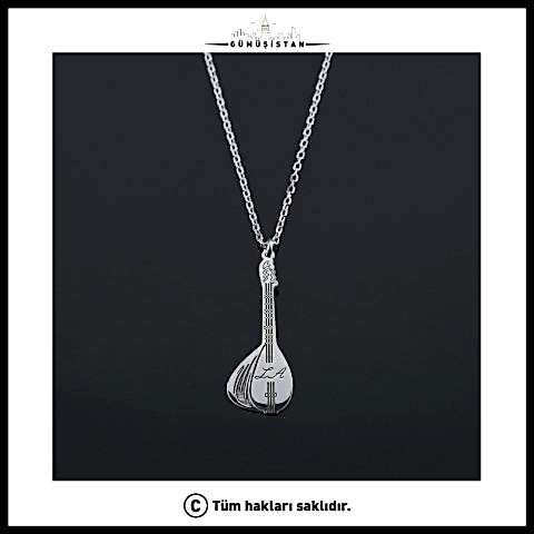 925 Ayar Gümüş İsimli Baglama Saz Kolye