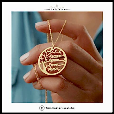 925 Ayar Gümüş İsimli Soy Ağacı Kolye