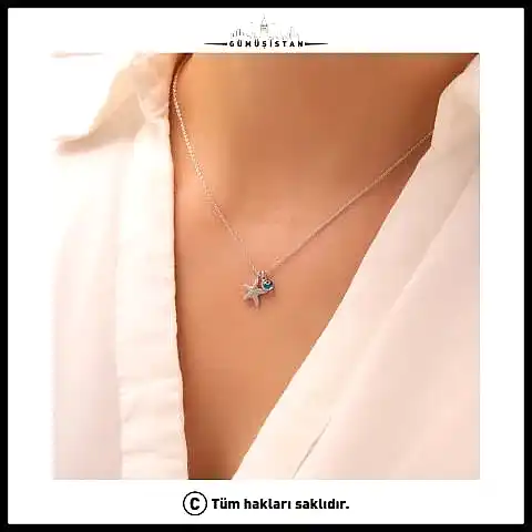 925 Ayar Gümüş Nazarlı Deniz Yıldızı