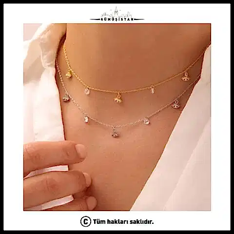 925 Ayar Gümüş  Nazarlı Zircon Şans Kolye