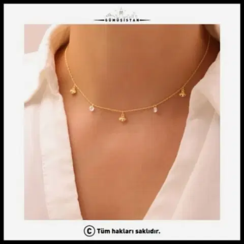 925 Ayar Gümüş  Nazarlı Zircon Şans Kolye