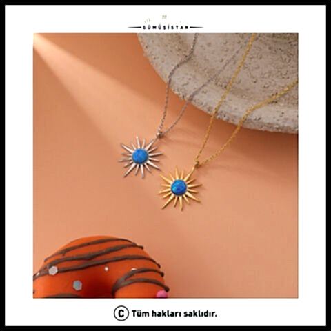 925 Ayar Gümüş Opal Kutup Yıldızı Kolye