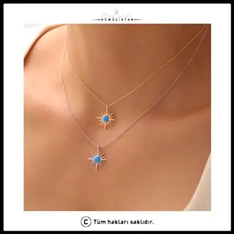 925 Ayar Gümüş Opal Kutup Yıldızı Kolye