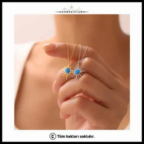 925 Ayar Gümüş Opal Kutup Yıldızı Kolye