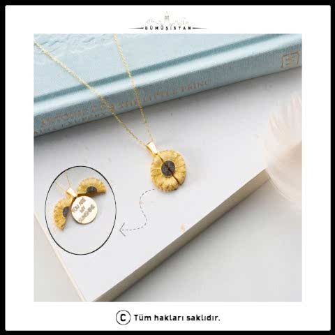 925 Ayar Gümüş Kişiye Özel Ay Çiçeği Kolye