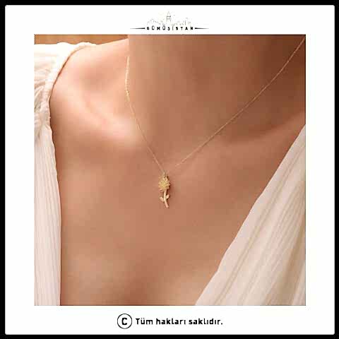 925 Ayar Gümüş Krizantem & Kasım Ayı Doğum Taşı Kolyesi