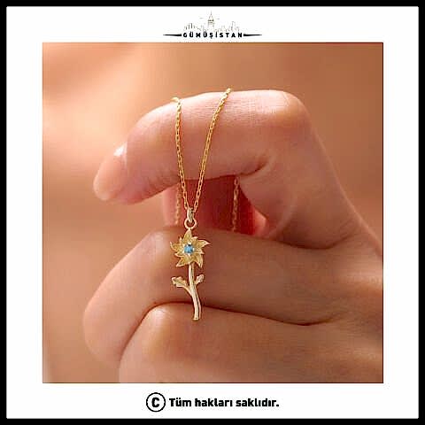 925 Ayar Gümüş Nergis & Aralık Ayı Doğum Taşı Kolyesi