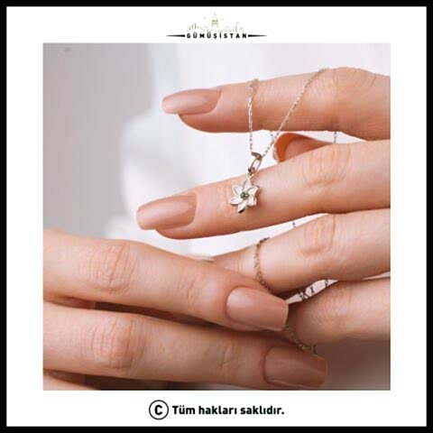 925 Ayar Gümüş Müge Çiçeği Mayıs Ayı Minimal Doğum Taşı Kolyesi