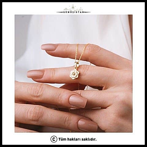 925 Ayar Gümüş Glayöl Çiçeği Ağustos Ayı Minimal Doğum Taşı Kolyesi