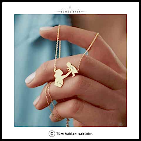 925 Ayar Gümüş İsimli Anne Bebek Kolyesi