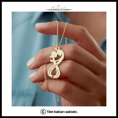 925 Ayar Gümüş İsimli Sonsuz Çift Kolye