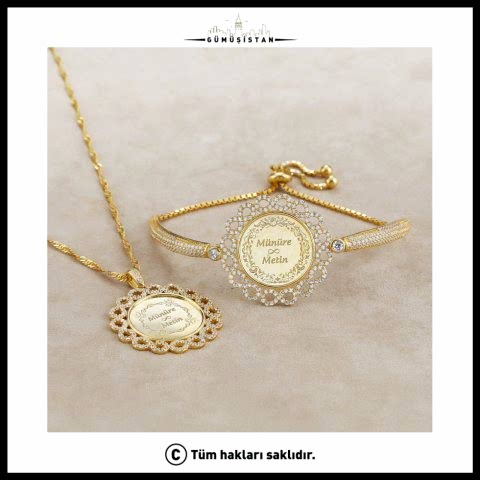 925 Ayar Gümüş Sonsuzluk Çerçeveli İsimli Takı Seti