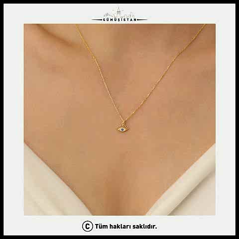 925 Ayar Gümüş Oval Göz Nazarlı Kolye