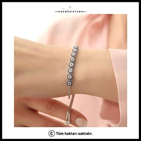 925 Ayar Gümüş Nazarlı Asansörlü Bileklik