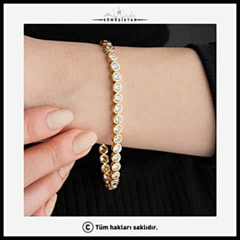 925 Ayar Gümüş Yuvarlak Taşlı Suyolu Bileklik