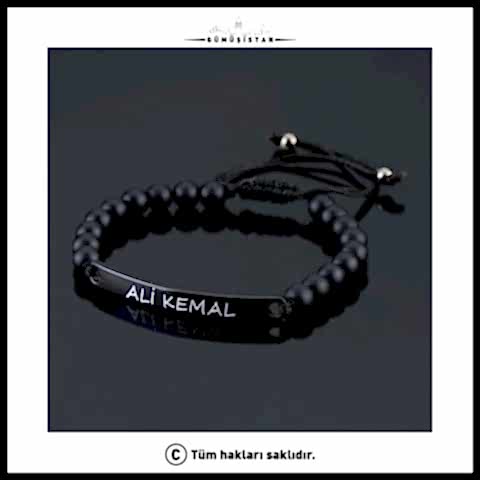 Kişiye Özel İsimli Siyah Çelik Bileklik ( 1 Adet )