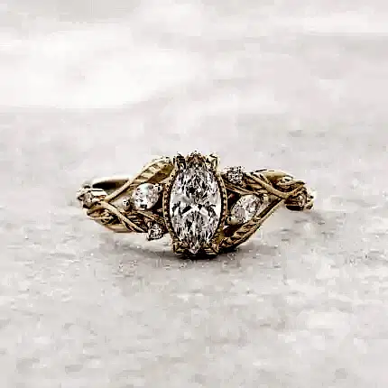 Özel Tasarım El İşçiliği Tektaş Markiz Pırlanta Sarmaşık Yüzük